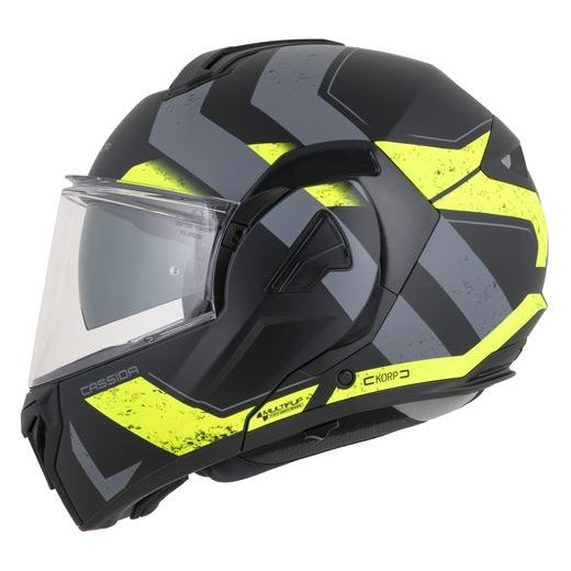 FULL FACE HELMET CASSIDA MULTIFLIP KORP BLACK MATT/YELLOW FLUO/GRAY XL