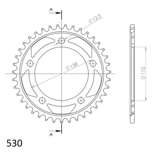 LANČENIK ZADNJI SUPERSPROX RFE-302:39-BLK CRNI 39T, 530