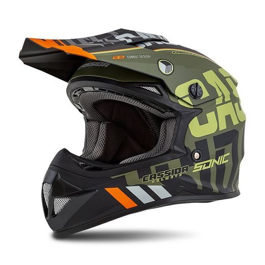 MOTOCROSS HELMET CASSIDA CROSS CUP SONIC JUNIOR MATT GREEN /ORANGE