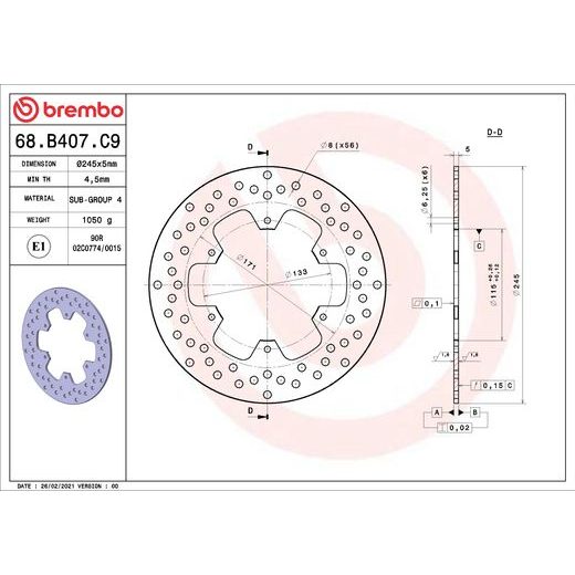 KOČIONA DISK BREMBO 68B407C9 FIX