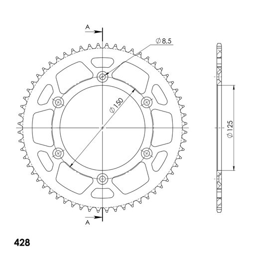 REAR ALU SPROCKET SUPERSPROX RAL-980:60-BLK CRNI 60T