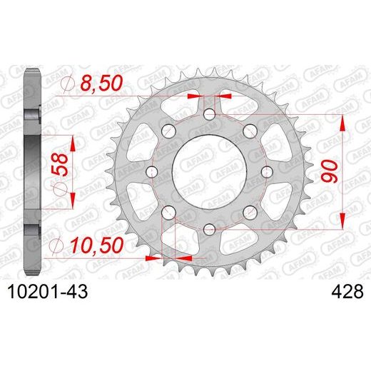 LANČENIK ZADNJI AFAM 10201-43 43T, 428