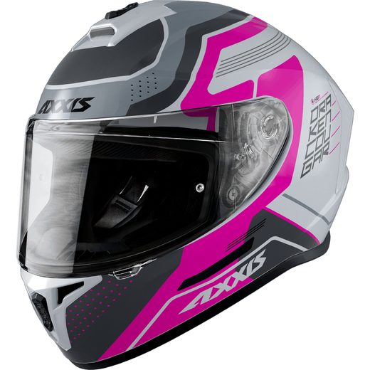 FULL FACE HELMET AXXIS DRAKEN ABS COUGAR A8 GLOSS FLUOR PINK XS