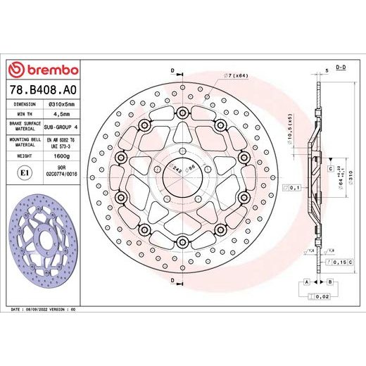 KOČIONA DISK BREMBO 78B408A0 FLOATING