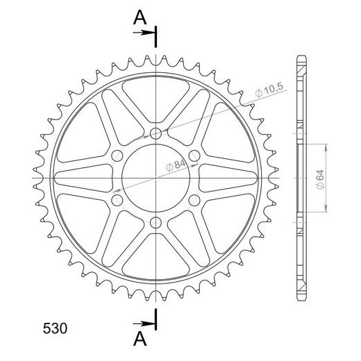 LANČENIK ZADNJI SUPERSPROX RFE-814:44-BLK CRNI 44T, 530