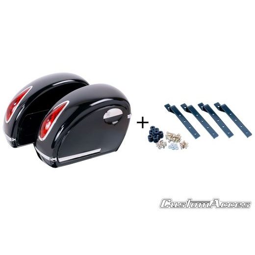 RIGID SADDLEBAG CUSTOMACCES VOYAGER AMZ001N CRNI PAIR, WITH KF UNIVERSAL SUPPORT