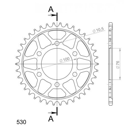 LANČENIK ZADNJI SUPERSPROX RFE-816:38-BLK CRNI 38T, 530