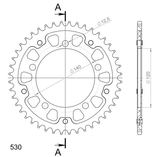 REAR SPROCKET SUPERSPROX STEALTH RST-1797:44-GLD ZLATO 44T, 530
