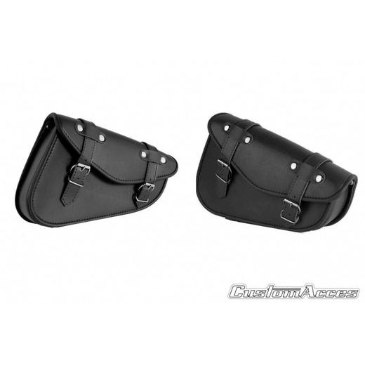 LEATHER SADDLEBAG CUSTOMACCES DETROIT APD002N CRNI PAIR, WITH UNIVERSAL SUPPORT