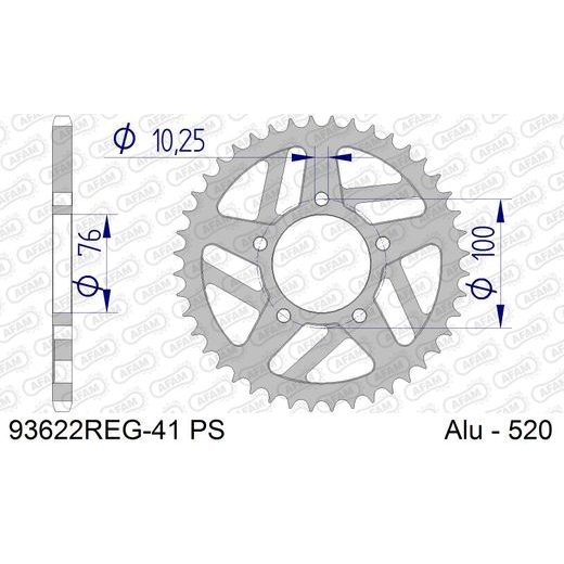 REAR ALU SPROCKET AFAM 93622REG-41 PS 41T, 520