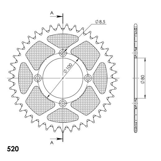 REAR ALU SPROCKET SUPERSPROX RAL-2802/2:41-BLK CRNI 41T, 520