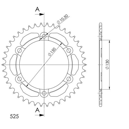 REAR ALU SPROCKET SUPERSPROX RAL-300:42-BLU PLAVI 42T, 525
