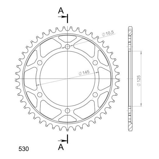 LANČENIK ZADNJI SUPERSPROX RFE-865:45-BLK CRNI 45T, 530