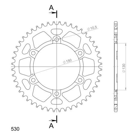 REAR ALU SPROCKET SUPERSPROX RAL-859:48-BLK CRNI 48T, 530