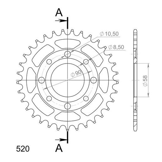 LANČENIK ZADNJI SUPERSPROX RFE-279:33-BLK CRNI