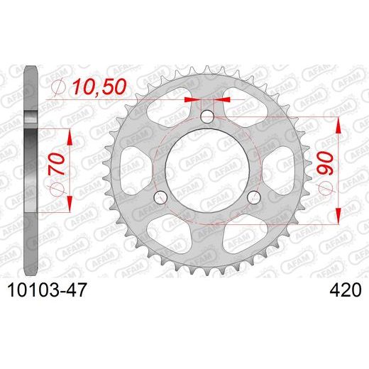 LANČENIK ZADNJI AFAM 10103-47 47T, 420