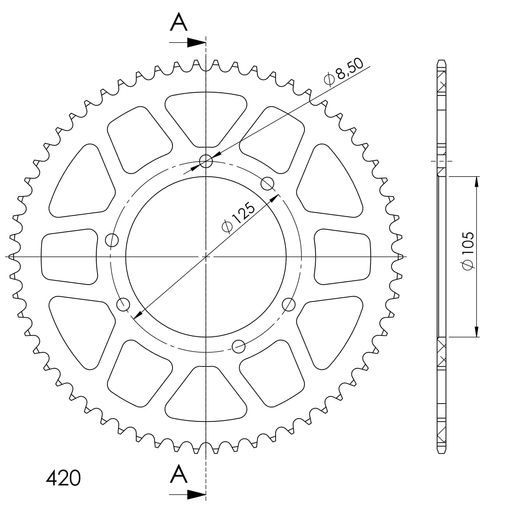 REAR ALU SPROCKET SUPERSPROX RAL-1131:60-RED CRVEN