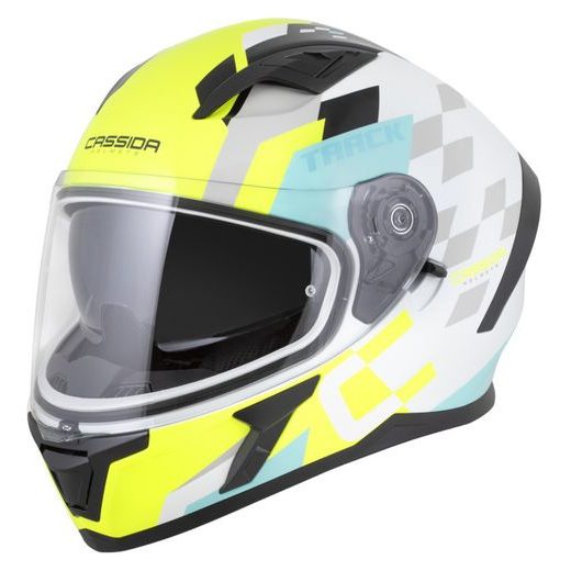 FULL FACE HELMET CASSIDA ORBIT TRACK WHITE/YELLOW FLUO/TURQUOISE/BLACK L
