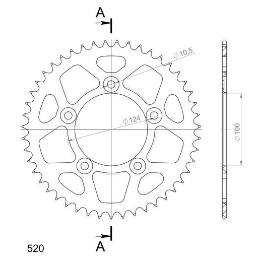 REAR ALU SPROCKET SUPERSPROX RAL-743:47-BLK CRNI 47T, 520