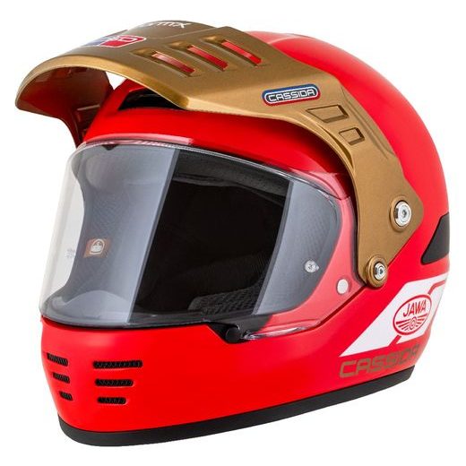 MOTOCROSS HELMET CASSIDA FORMX JAWA ROTAX RED/ WHITE/ GOLD/ BLACK MATT PEAK 2XL