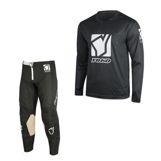 SET OF MX PANTS AND MX JERSEY YOKO SCRAMBLE BLACK; BLACK/WHITE 28 (S)