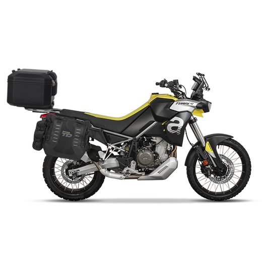 COMPLETE SET OF SHAD TERRA TR40 ADVENTURE SADDLEBAGS AND SHAD TERRA BLACK ALUMINIUM 55L TOPCASE, INCLUDING MOUNTING KIT SHAD APRILIA TUAREG 660