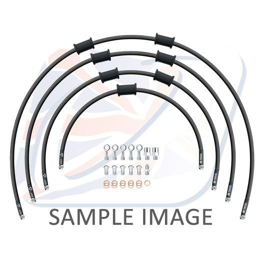 STANDARD FRONT BRAKE HOSE KIT VENHILL POWERHOSEPLUS KAW-10026F-BK (4 HOSES IN KIT) BLACK HOSES, CHROMED FITTINGS