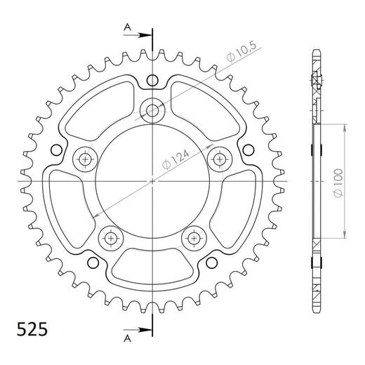 LANČENIK ZADNJI SUPERSPROX STEALTH RST-744:44-BLK CRNI 44T, 525