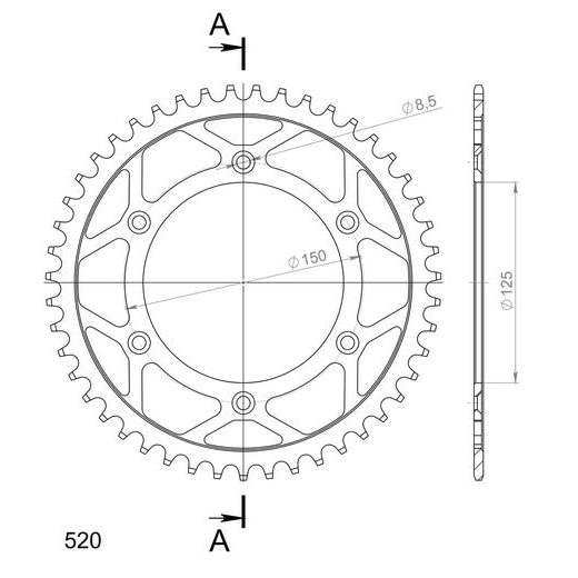 LANČENIK ZADNJI SUPERSPROX RFE-990:47-BLK CRNI 47T, 520