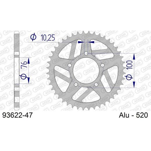 REAR ALU SPROCKET AFAM 93622-47 47T, 520