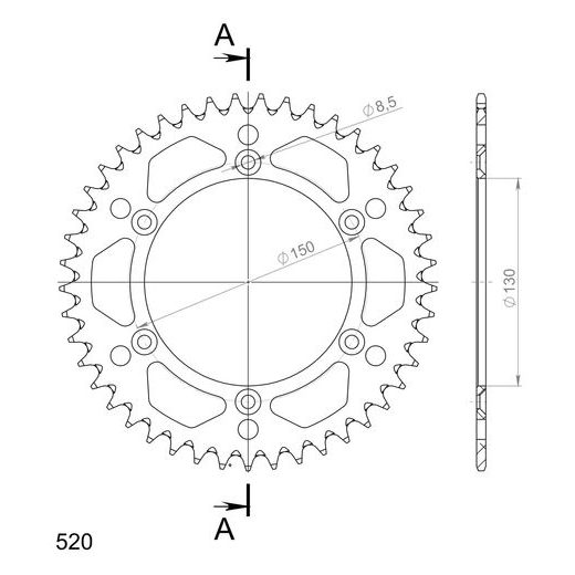 REAR ALU SPROCKET SUPERSPROX RAL-245:45-BLU PLAVI 45T, 520