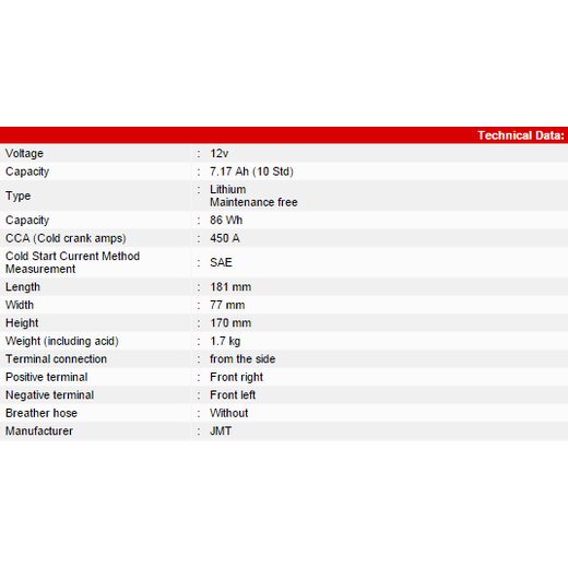 LITHIUM-ION BATTERY JMT 51913-FP