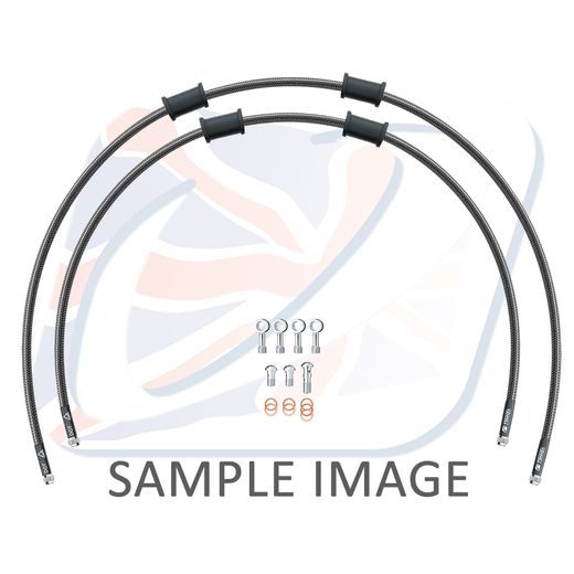 CROSSOVER FRONT BRAKE HOSE KIT VENHILL POWERHOSEPLUS YAM-6025F-CB (2 HOSES IN KIT) CARBON HOSES, CHROMED FITTINGS
