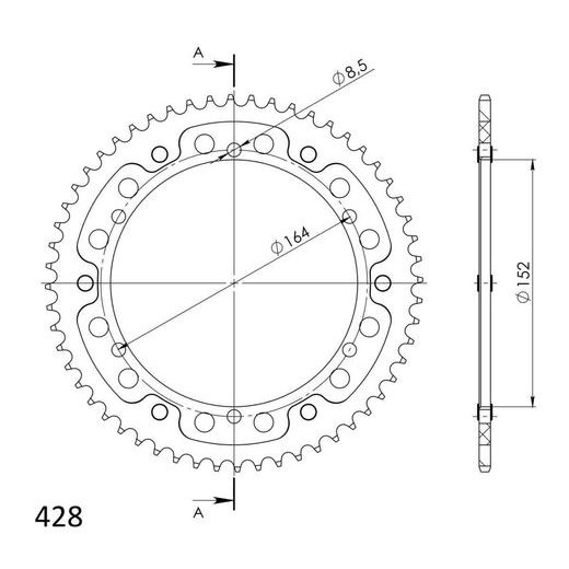 LANČENIK ZADNJI SUPERSPROX STEALTH RST-1839:56-BLK CRNI 56T, 428