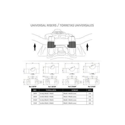 RISERS PUIG 22100N CRNI HEIGHT 20MM, D 29MM