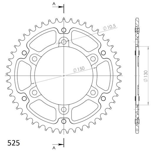 REAR SPROCKET SUPERSPROX STEALTH RST-300:47-GLD ZLATO 47T, 525