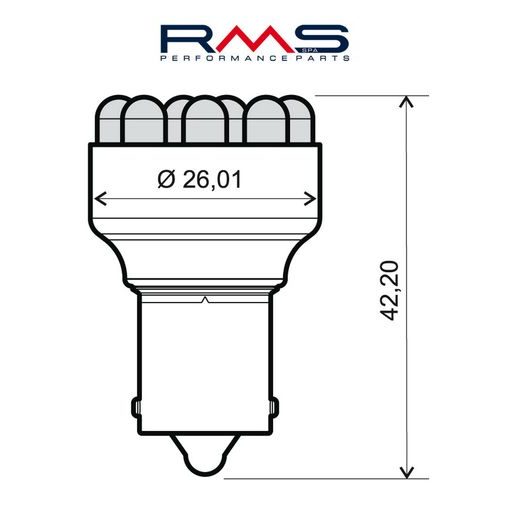 BULB RMS 246510510 12V 12 LED, BA15S S25 PLAVI