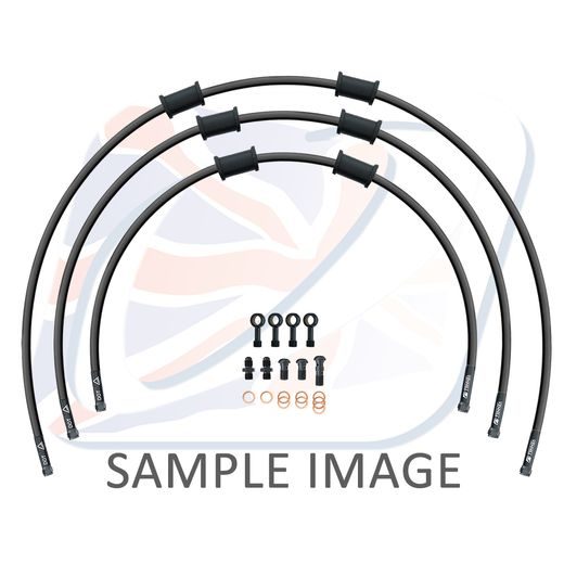 STANDARD FRONT BRAKE HOSE KIT VENHILL POWERHOSEPLUS KAW-6016FB-BK (3 HOSES IN KIT) BLACK HOSES, BLACK FITTINGS