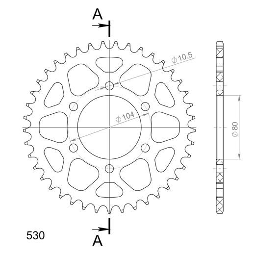 REAR ALU SPROCKET SUPERSPROX RAL-488:41-BLK CRNI 41T, 530