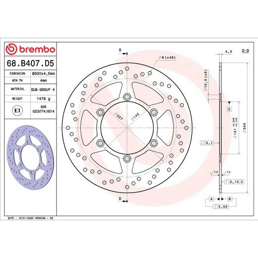 KOČIONA DISK BREMBO 68B407D5 FIX