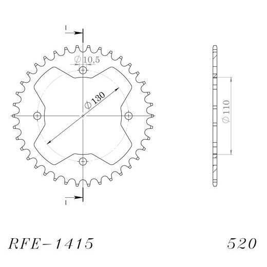 LANČENIK ZADNJI SUPERSPROX RFE-1415:38-BLK CRNI 38T, 520