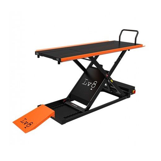 MOTORCYCLE LIFT LV8 GOLDRAKE 400 FLOOR VERSION EG400E.O WITH ELECTRO-HYDRAULIC UNIT (BLACK AND ORANGE RAL 2009)