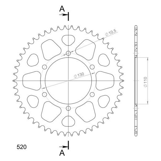 REAR ALU SPROCKET SUPERSPROX RAL-486:50-BLK CRNI 50T, 520