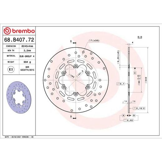 KOČIONA DISK BREMBO 68B40772 FIX