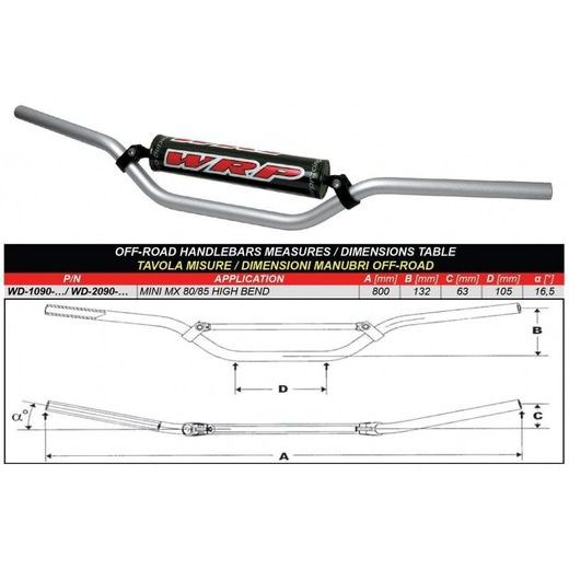 HANDLEBAR WRP PRO-ALU MX 80/85 HIGH SILVER