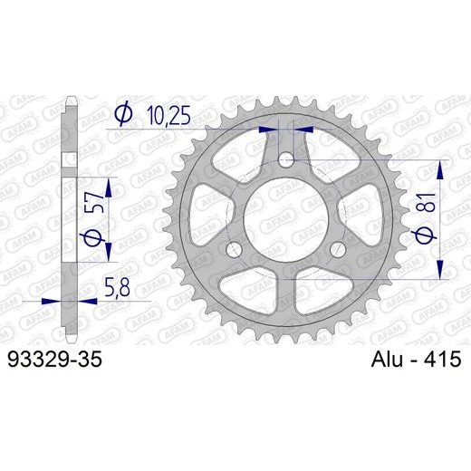 REAR ALU SPROCKET AFAM 93329-35 35T, 415