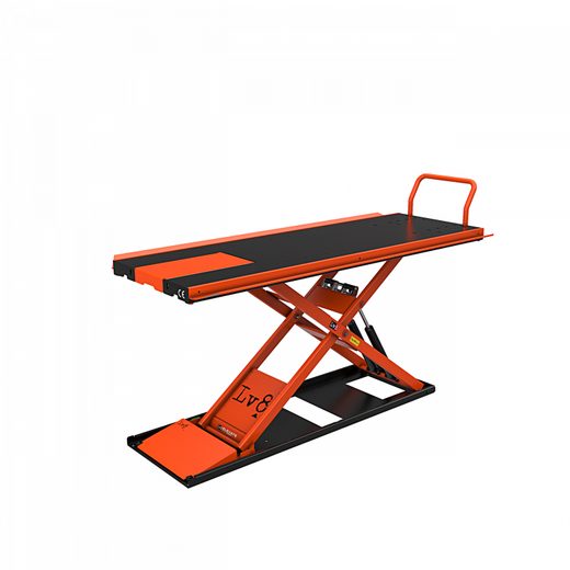 MOTORCYCLE LIFT LV8 NANO 600 FLOOR VERSION EN600GE.O WITH ELECTRO-HYDRAULIC UNIT (BLACK AND ORANGE RAL 2009)