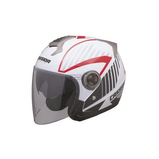 JET HELMET CASSIDA MAGNUM BLACK/ WHITE/ RED XL