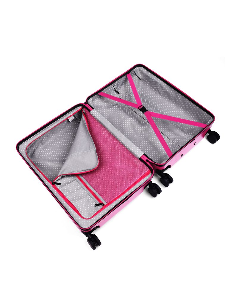 VUCH Unika Magenta.

Mere lupine: 57 × 43 × 26,5 cm
Teleskopski ročaj na treh višinskih nivojih
Prostoren mrežast predal na zadrgo z dodatnim žepom na zadrgo
Fleksibilen fiksacijski jermen s plastično sponko
Zgornji in stranski ročaji za oprijemanje v več položajih
4 vgrajena kolesca (višina 9 cm) za tih in gladek tek
Odporna lupina iz ABS polikarbonata proti običajnim praskam in udarcem
Kombinirana ključavnica s TSA ključavnico (ni nevarnosti poškodovanja ključavnice pri kontroli med potovanjem v ZDA)
Navodila za nastavitev ključavnice
 KOVČKI
Odkrijte novo kolekcijo kovčkov, ki definirajo sodobno potovanje.
Združujejo vrhunsko zasnovo z maksimalno funkcionalnostjo – lupinasta konstrukcija zagotavlja zanesljivo zaščito in dolgo življenjsko dobo, medtem ko sofisticirane barvne različice dodajajo vsakemu potovanju stilski poudarek.