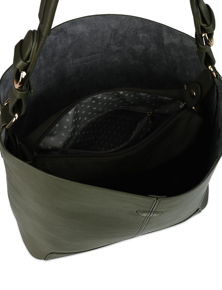 VUCH Rubia Olive.

Glavno zatvaranje na snažan magnet
Unutrašnja otkopčavajuća torbica
Torba s čvrstim dnom koje štiti 4 metalna pina
Podesivi remen + otkopčavajući crossbody remen
 Ručne torbe
Razmišljaš da si nabaviš ručnu torbu koju nikad nećeš ispustiti iz ruke?